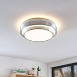 Lindby - LED plafondlamp - 1licht - acryl, aluminium - H: 10 cm - wit, aluminium - Inclusief lichtbron
