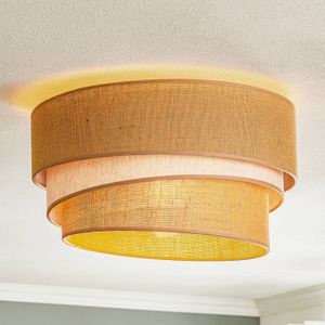 Duolla Plafondlamp Trio jute, naturel bruin/wit, Ø45cm