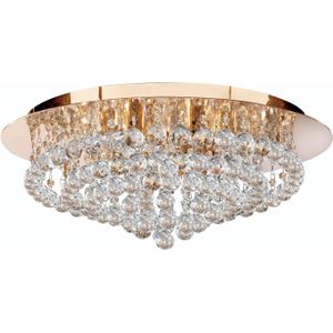 Searchlight Hanna plafondlamp, goud, kristallen bollen, Ø 55 cm