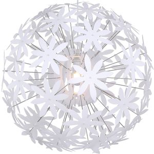 Globo Hanglamp Stella van kunststof bloemen, wit