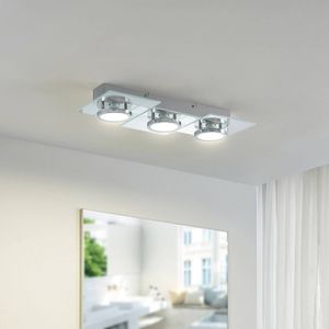 Lindby - LED plafondlamp - 3 lichts - ijzer, glas - H: 7 cm - GU10 - chroom, transparant - Inclusief lichtbronnen