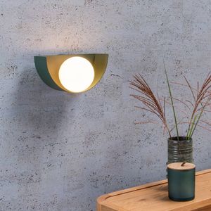 Lucide Wandlamp Benni met bolkap van glas, groen