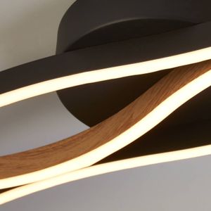 Searchlight LED plafondlamp Bloom Swirl zwart/hout