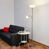 Lindby - vloerlamp - 2 lichts - metaal, glas - H: 180 cm - E27 - mat nikkel, albast-wit, opaal-wit