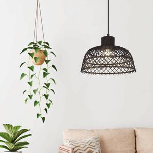 EGLO Hanglamp Ausnby van hout, zwart