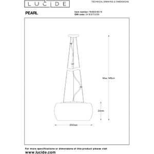 Lucide Parel hanglamp van glas, Ø 40 cm