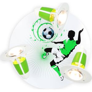 Elobra Plafondlamp Soccer, 3-lamps, groen-wit