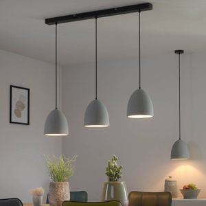 Paul Neuhaus Eton hanglamp met 3 betonkappen