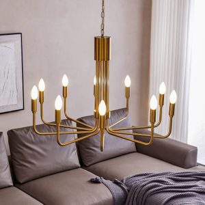Lindby kroonluchter Elanova, messing, 10-lamps, Ø 80 cm, E14