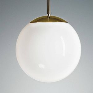 TECNOLUMEN Pendellamp met opaalbol, 40 cm, messing