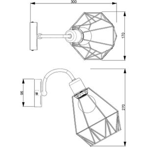 Luminex Jin wandlamp, zwart/messing, 1-lamp