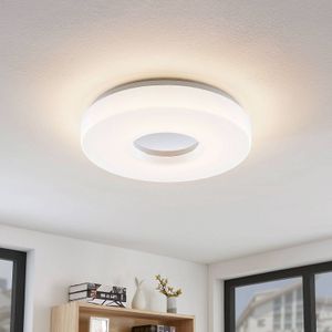 Lindby - LED plafondlamp - 1licht - acryl, aluminium - H: 7.7 cm - wit, chroom - Inclusief lichtbron