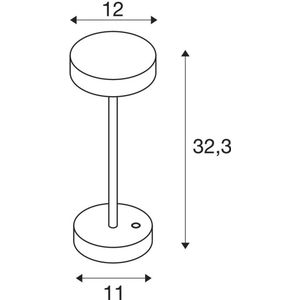 SLV LED oplaadbare lamp Vinolina, zwart, CCT, aluminium, hoogte 32,3 cm