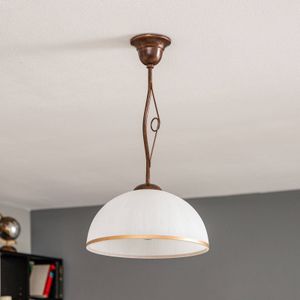 Lamkur Hanglamp Roma in wit en bruin, 1-lamp