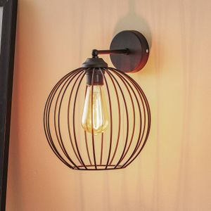 HELAM Wandlamp Cumera in zwart met kooi kap