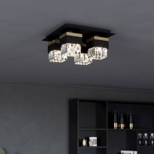EGLO Barrancas plafondlamp, zwart/goud, kristalglas