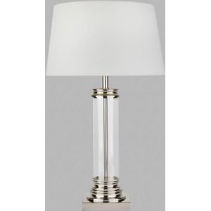 Searchlight Tafellamp Pedestal, zilver met kap in crème