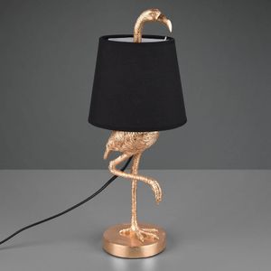 Reality Leuchten Tafellamp Lola met flamingo-figuur, zwart/goud