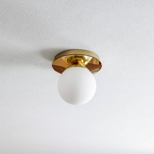 Eko-Light Plato plafondlamp, goudkleurig, metaal, opaalglas, Ø 22 cm