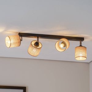 Luminex Plafondspot Adeline jute lampenkappen 4-lamps lang