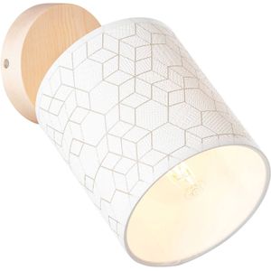 Brilliant Wandlamp Galance met stoffen kap wit