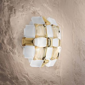 Slamp Mida wandlamp, 32x32 cm goud/wit