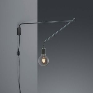 Trio Lighting Wandlamp Line met kabel + stekker, zwart
