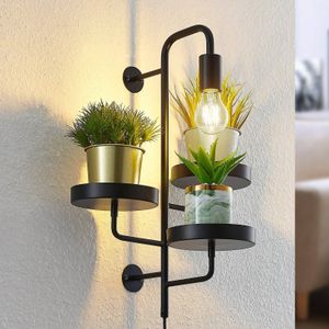Lindby Wandlamp - 1licht - Staal - 50 cm - E27 - Mat Zwart