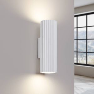 SOLLUX LIGHTING Carbon wandlamp, wit, hoogte 20 cm, aluminium, 2-lamps.