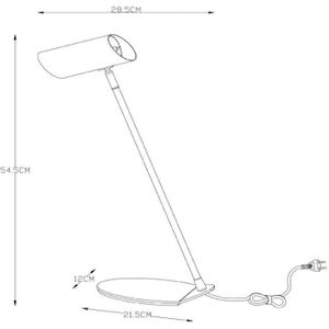 Lucide Verfijnde bureaulamp Hester, zwart