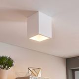Lindby - LED plafondlamp- met dimmer - 1licht - gips - H: 14 cm - GU10 - wit - Inclusief lichtbron