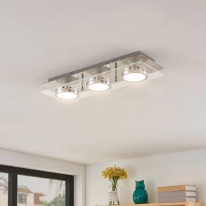 Lindby - LED plafondlamp - 3 lichts - metaal, glas - H: 6.1 cm - GU10 - chroom, helder - Inclusief lichtbronnen