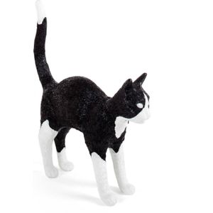 SELETTI LED decoratie-tafellamp Jobby The Cat, zwart-wit