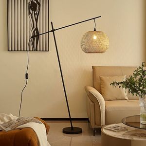 Lindby vloerlamp Dabila, bamboe, 165 cm hoog, E27