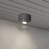 Konstsmide LED buiten plafondlamp Varese grijs, glascilinder, alu / grijs / zink, Aluminium, Modern, LED plafondlamp