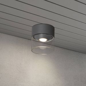 Konstsmide LED buiten plafondlamp Varese grijs, glascilinder