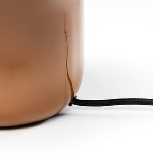 Kare Paddenstoel tafellamp, bruin, geëmailleerd staal Hoogte 27 cm
