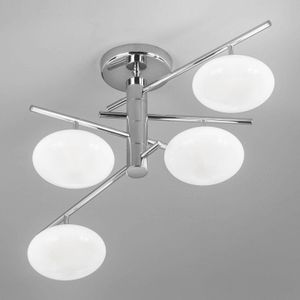 Metallux Plafondlamp Dolce 4-lamps, chroom/witte kappen