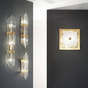 austrolux Wandlamp Ontario, hoogte 31 cm, goud, vierkant