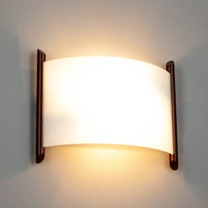 Lindby - wandlamp - 2 lichts - glas, metaal - H: 25 cm - E27 - wit gesatineerd, bruin
