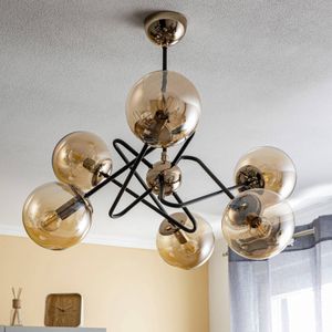 Alfa Virginia plafondlamp, 6-lamps, goud/zwart