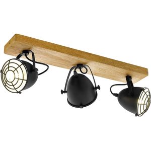 EGLO Plafondspot Ratebeck uit hout en metaal, 3-lamps