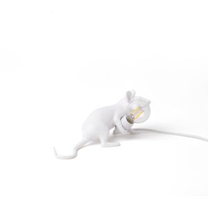 SELETTI LED decoratie-tafellamp Mouse Lamp USB liggend wit