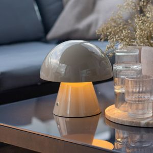 Lindby - Nevijo - LED Tafellamp - Grijs - Ø18cm - Oplaadbaar - Dimmer