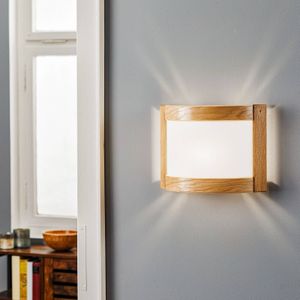Envostar Zanna wandlamp van hout, hoogte 22 cm, licht eiken