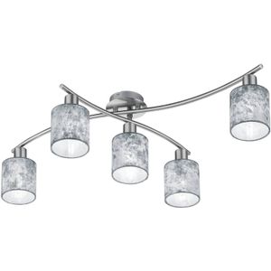Trio Lighting Garda - Vijfflammige plafondlamp, zilveren kappen