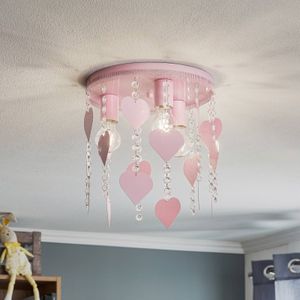 Eko-Light Plafondlamp Corazon in pink met harten