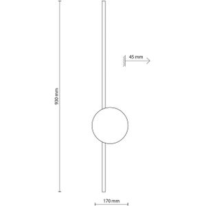 TK Lighting LED wandlamp Java II, zwart, hoogte 93 cm, metaal