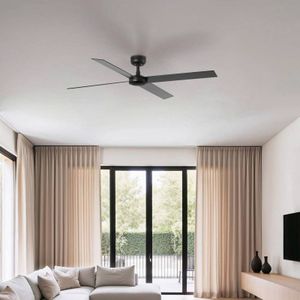 FARO BARCELONA Plafondventilator Rudder, DC-motor, stil, Ø 132 cm, hout Rudder, zwart, Woon-/ Eetkamer, Hout, Modern