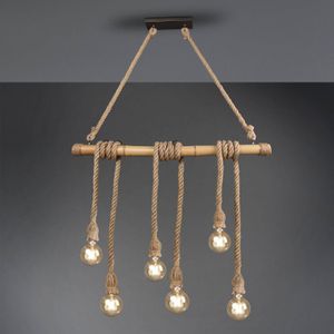 Reality Leuchten Hanglamp Wilma van bamboe, 6-lamps